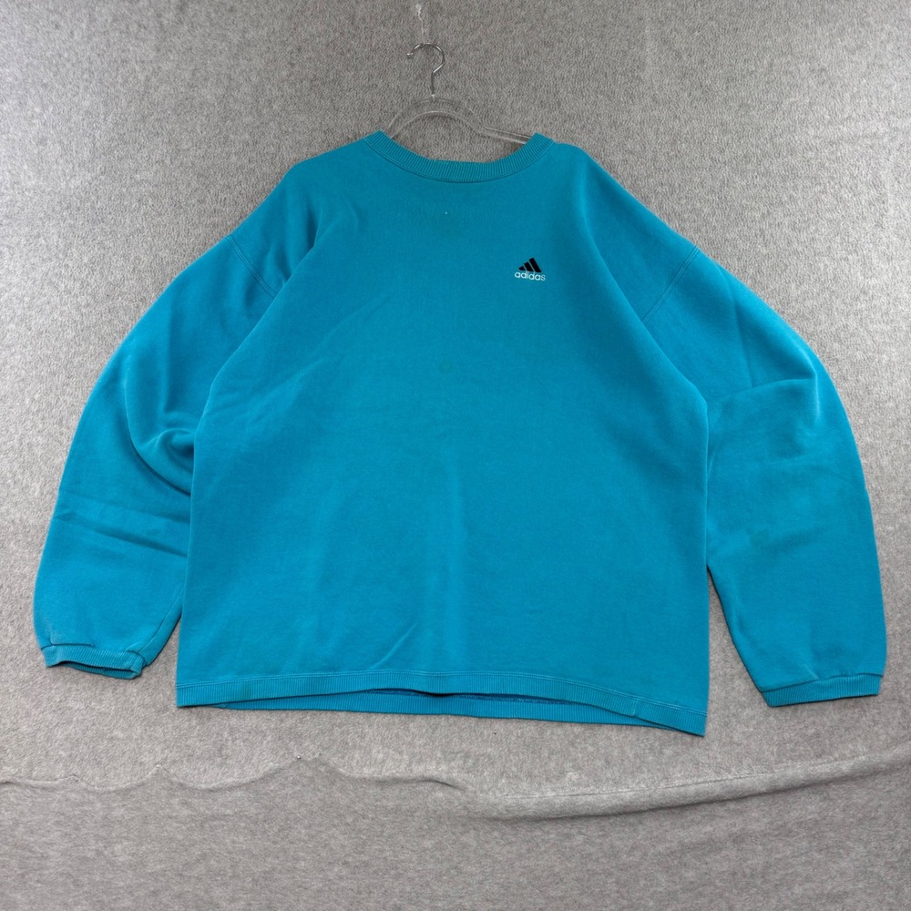 Adidas Sweatshirt Mens XXL Teal Blue Vintage 90s Boxy Baggy Logo Pullover